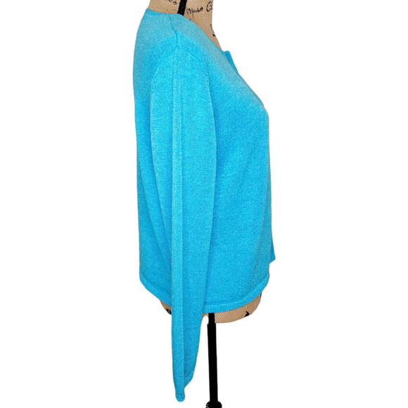 JOSEPHINE CHAUS Women's Vibrant Crochet Button Front Cardigan Size Medium Blue - Picture 2 of 11